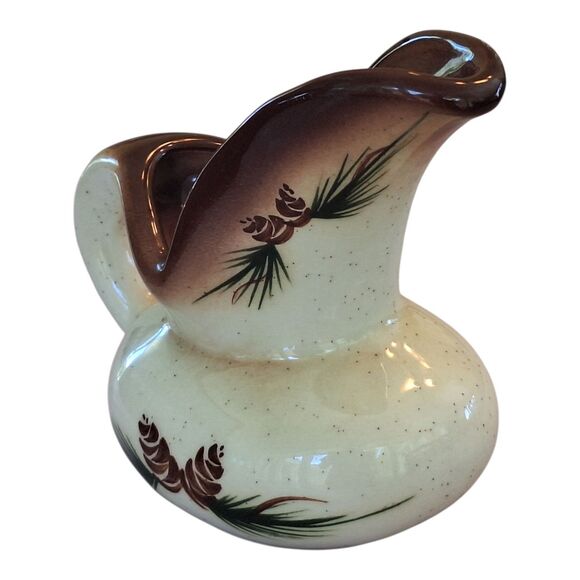 Vintage ROMCO Rocky Mountain Pottery Pinecone Glazed Creamer Colorado Brown - Picture 2 of 16